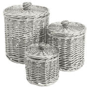 Willow round storage basket white set of 3