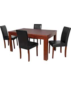 Texas Walnut Dining Table and 4 Midback Black