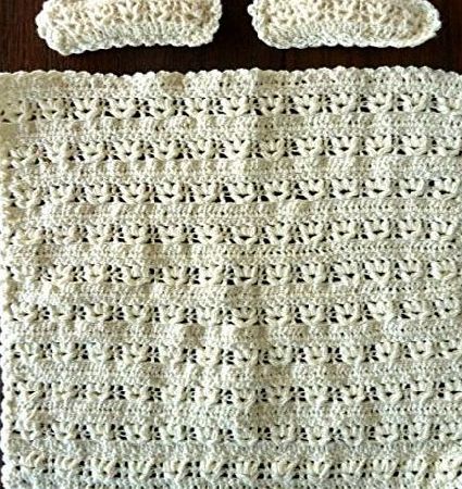 The Andromeda Print Emporium A Beautiful Hand Made Miniature Luxury Crocheted Blanket amp; Pillows set For A Dolls House.