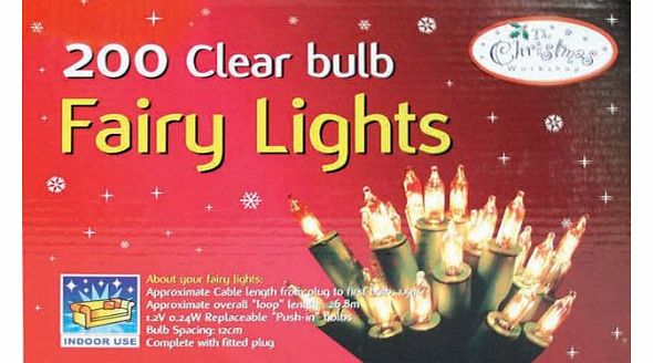 The Benross Christmas Workshop 200 Shadeless Fairy Lights, Clear