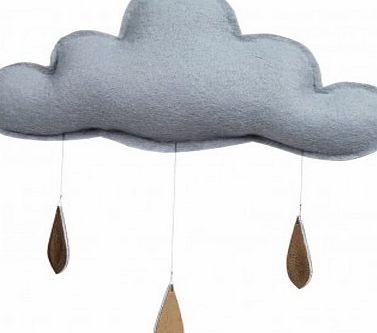 The Butter Flying Grey cloud with Gold Raindrops Mobile `One size