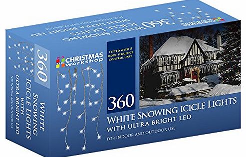 The Christmas Workshop 360 LED Snowing Icicle String Lights, Bright White