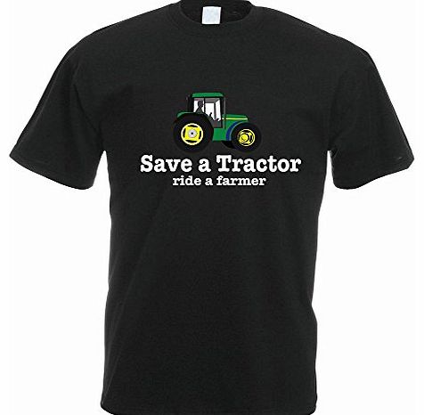 SAVE A TRACTOR RIDE A FARMER - Farming / Agriculture / Mens T-shirt (Large, Black)
