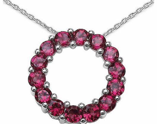 The Rhodalite Pendant Collection: 925 Sterling Silver Ring Pendant 1.40 Carats Pink Rhodalite with Platinum Overlay on 18 Inch chain