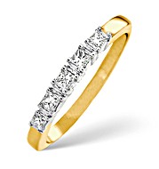 18K Gold 5 Stone Diamond Ring 1.00CT H/Si