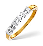 18K Gold Diamond 5 Stone Ring 1.00CT H/Si