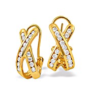 18K Gold Diamond Crossover Earrings 1.00CT H/Si