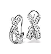 The Diamond Store.co.uk 18K White Gold Diamond Crossover Earrings 1.00CT H/Si