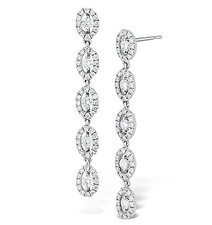18K White Gold Diamond Fancy Drop Earrings 1.29ct
