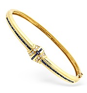 18KY Diamond and Sapphire Design Bangle 0.20ct