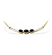 9K Gold Diamond and Three Stone Sapphire Necklace (0.06 S4.00ct)