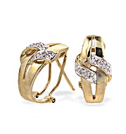 The Diamond Store.co.uk 9K Gold Diamond Crossover Design Earrings