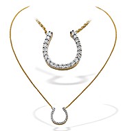 9K Gold Diamond Horseshoe Necklace 0.50CT