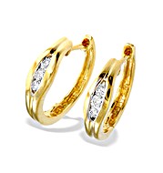 9K Gold Diamond Huggy Earrings(0.15ct)