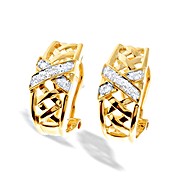 The Diamond Store.co.uk 9K Gold Diamond Weave Crossover Earrings(0.10ct)