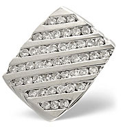 9K White Gold Diamond Diagonal Design Gents Ring 1.15CT