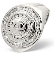 9K White Gold Diamond Round Design Gents Ring 1.00CT