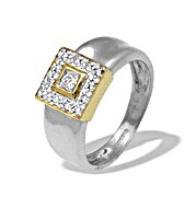 9K White Gold Square Design Diamond Ring