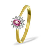 The Diamond Store.co.uk 9KY DIAMOND PINK SAPPHIRE RING 0.06CT