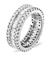Baguettes and Round Diamonds 18K White Gold 3.2CT Eternity Ring