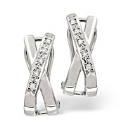 The Diamond Store.co.uk Cross-Over Earrings 0.08CT Diamond 9K White Gold