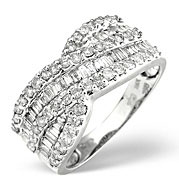 The Diamond Store.co.uk Cross-Over Ring 1.00CT Diamond 18K White Gold