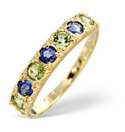 Kanchan Sapphire and Peridot Ring 9K Yellow Gold