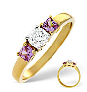 The Diamond Store.co.uk Pink Sapphire and 0.33CT Diamond Ring 18K Yellow Gold