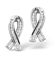Ribbon Earrings 0.31CT Diamond 9K White Gold