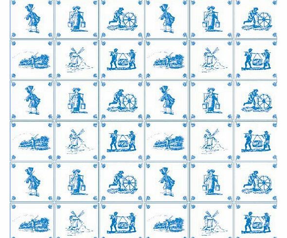 The Dolls House Emporium Blue Delft Tile Wallpaper