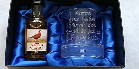 The Famous Grouse Engraved/Personalised Famous Grouse Whisky Glass Silk Gift Set - 40th/50th/60th/65th/70th Birthday/Dad/Grandad/Father of the Bride/Groom Wedding Gift