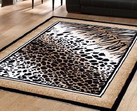 Large Modern Rug Animal Print Out Of Africa Serengetti Leopard 1.6m x 2.25m (53 x 73 Approx)