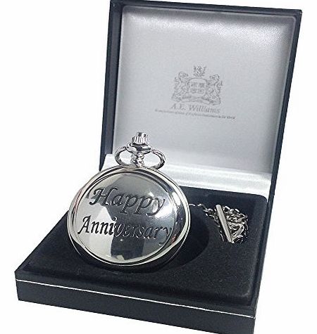 30th Anniversary Gift, Engraved Mans Wedding Anniversary Mother of Pearl Face Pocket Watch with Solid Pewter Happy Anniversary Case Front in a Quality Presentation Box, Wedding Anniversary Gifts