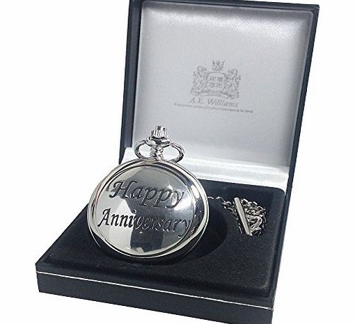 The Great Gifts Company 50th Wedding Anniversary Gift, Engraved Pocket Watch with Pewter Happy Anniversary Case in Gift Box