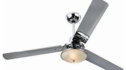Remote Control 142 cm 56 inch Ceiling Fan With Dimmer Light - Chrome Effect
