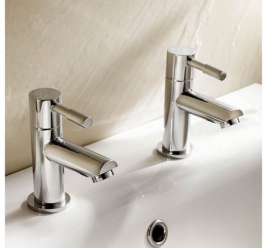 Modern Twin Basin Sink Hot and Cold Taps Luxury Pair Chrome Bathroom Faucet