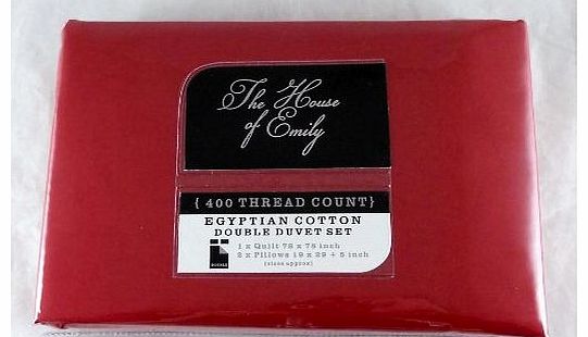 The House Of Emily 400 TC Egyptian Cotton Percale Double Bed Size Duvet Cover   2 x Pillowcases Bedding Set - Red