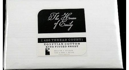 The House Of Emily 400 TC Egyptian Cotton Percale King Size 12`` Deep Fitted Sheet - WHITE