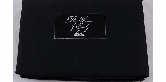 The House Of Emily 400 TC Egyptian Cotton Percale Single Size Duvet Cover   Pillowcase Bedding Set - Black