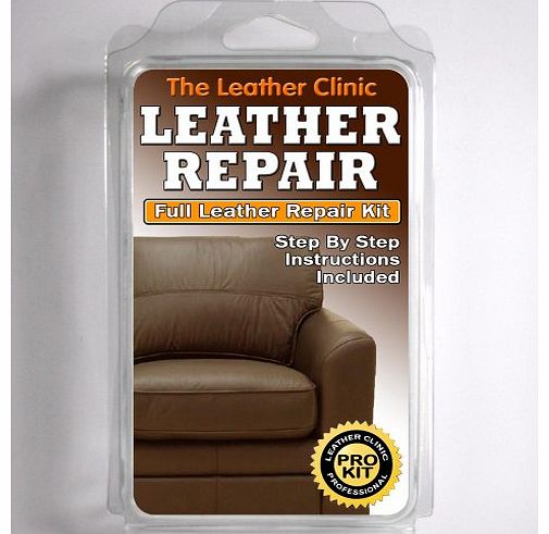 CHOCOLATE BROWN Leather Sofa & Chair Repair Kit for tears holes scuffs with colour dye