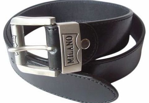 The Leather Emporium Mens leather belt, designed by Milano - Model 2753 - Black - Medium (32`` to 36``)