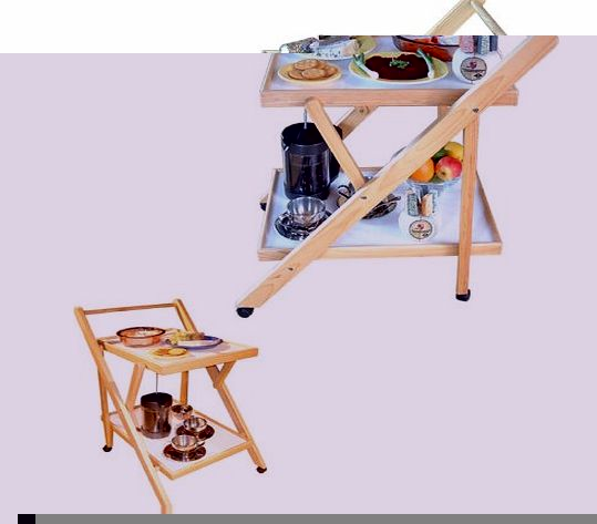 THE MORE SHOP Wooden Folding Hostess Trolley (426) - Elegant lightweight hostess trolley, folds away for compact storage.