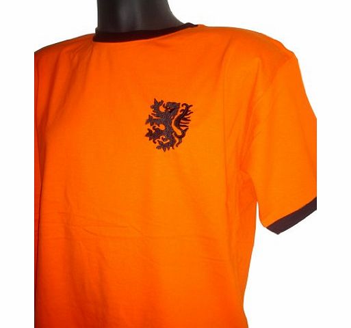 The Old School Shop Retro Holland 1970s Football T Shirt New Sizes S-XXL Embroidered Logo