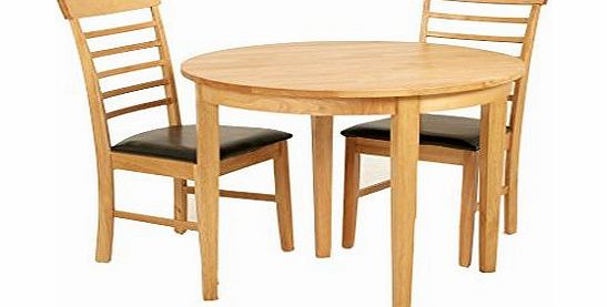 The One Oak Finish Solid Wood Dining Set / Hard Wood Dining Table with 2 Chairs / Dining Room Furniture