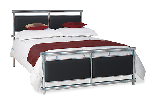 Kingsize Tay Bedstead - Chrome and Leather