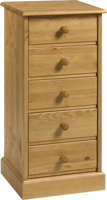 The Pine Factory 5 DRAWER BEDSIDE CABINET
