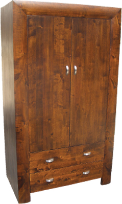 The Pine Factory CONVEX DOUBLE PINE WARDROBE WITH DRAWERS