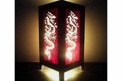 Thai Vintage Handmade ASIAN Oriental Handcraft Red White Chinese Dragon Style Bedside Table Light or Floor Wood Lamp Home Bedroom Decor Modern Design from Thailand