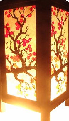 Thai Vintage Handmade Asian Oriental Japanese Sakura Flower Bedside Table Light or Floor Wood Paper Lamp Shades Home Bedroom Garden Decor Modern Design from Thailand