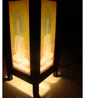 Thai Vintage Handmade ASIAN Oriental Thai Classic Monk enlighten Buddha Styles Art Bedside Table Light or Floor Wood Paper Lamp Shades Home Bedroom Garden Decor Modern Design from Thailand